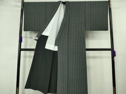 平和屋本店●極上　男性　洗える最高級着物　＜英＞はなぶさ謹製　お召　100亀甲　逸品　DZAB6820kh6