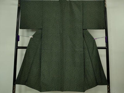 平和屋着物●極上　男性　洗える最高級着物　＜英＞はなぶさ謹製　小紋　斜線文　逸品　DZAB6821kh6