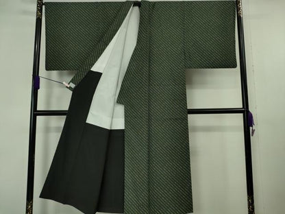 平和屋着物●極上　男性　洗える最高級着物　＜英＞はなぶさ謹製　小紋　斜線文　逸品　DZAB6821kh6