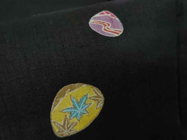 平和屋着物＊極上　夏物　京友禅作家　黒島敏　訪問着　紗紬　貝合わせ　黒地　金彩　逸品　DZAB6830kh6
