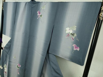 平和屋本店●極上　訪問着　リバーシブル　葡萄蔦の葉　暈し染め　金彩　やまと誂製　ロング丈　逸品　DZAB6835kh6