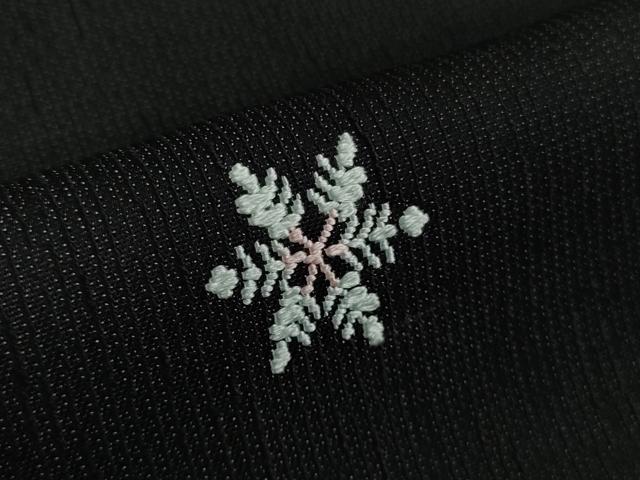 平和屋本店●極上　創業200年・7代目永治屋清左衛門　お召　唐織　三日月　桜　雪華　黒地　やまと誂製　逸品　DZAB6836kh6
