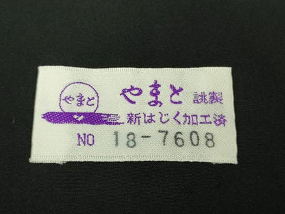 平和屋本店●極上　創業200年・7代目永治屋清左衛門　お召　唐織　三日月　桜　雪華　黒地　やまと誂製　逸品　DZAB6836kh6