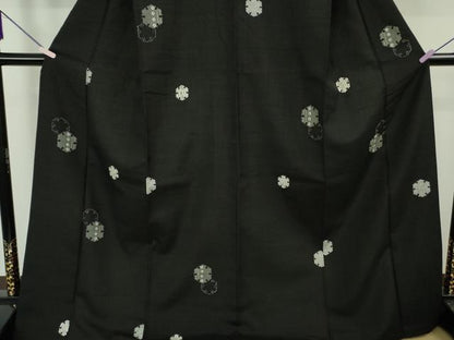 平和屋本店●極上　銀座もとじ　小紋　紬地　雪輪重ね　黒地　たとう紙付き　逸品　DZAB6837kh6