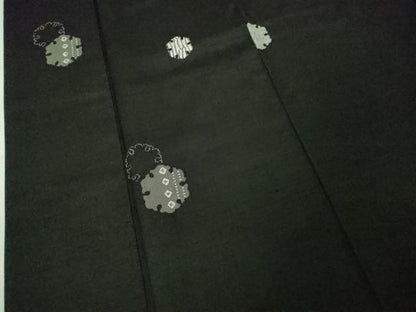 平和屋本店●極上　銀座もとじ　小紋　紬地　雪輪重ね　黒地　たとう紙付き　逸品　DZAB6837kh6