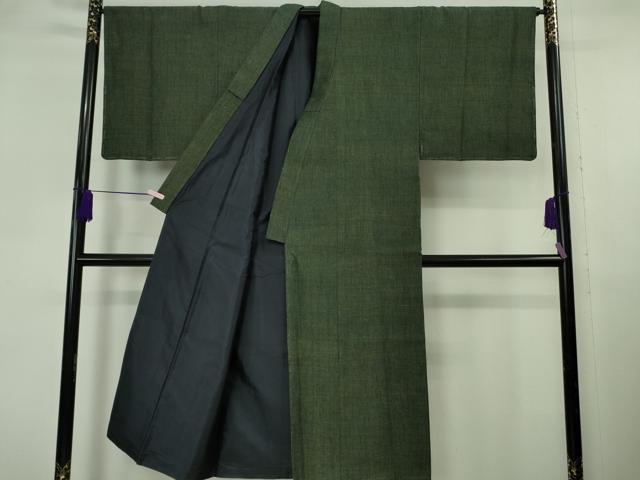 平和屋本店●極上　男性　本場結城紬 重要無形文化財 杢 アンサンブル　仙斉茶色　長羽織　羽裏・虎　反端付き　逸品　未使用　DZAB6839kh6