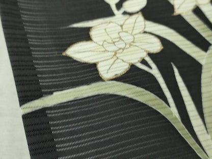 平和屋本店＊極上 夏物 訪問着 変わり絽 草花文 藍鉄色地 暈し染め 金彩 逸品 DZAB6844kh6