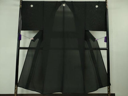 平和屋本店＊希少　夏物　男性　黒紋付　長羽織セット　キングサイズ　絽　逸品　DZAB6845kh6