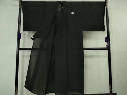 平和屋本店＊希少　夏物　男性　黒紋付　長羽織セット　キングサイズ　絽　逸品　DZAB6845kh6