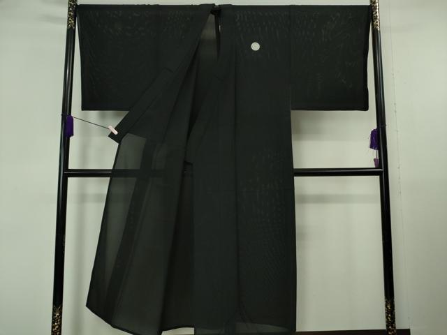 平和屋本店＊希少　夏物　男性　黒紋付　長羽織セット　キングサイズ　絽　逸品　DZAB6845kh6