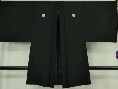 平和屋本店＊希少　夏物　男性　黒紋付　長羽織セット　キングサイズ　絽　逸品　DZAB6845kh6