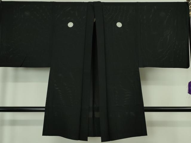 平和屋本店＊希少　夏物　男性　黒紋付　長羽織セット　キングサイズ　絽　逸品　DZAB6845kh6