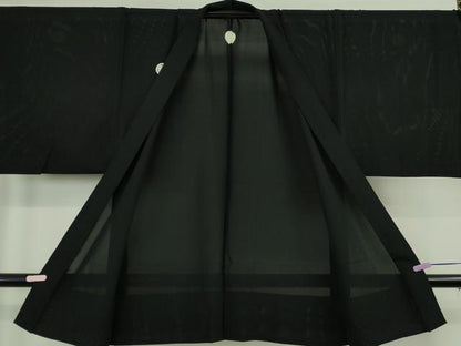 平和屋本店＊希少　夏物　男性　黒紋付　長羽織セット　キングサイズ　絽　逸品　DZAB6845kh6