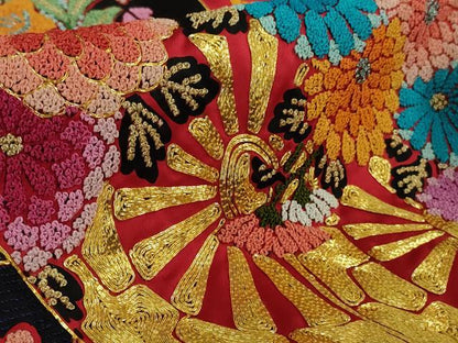 平和屋本店●極上　中国三大刺繍 相良刺繍 色打掛 お引きずり 和装 婚礼 結婚式 花嫁　駒刺繍　束ね熨斗鳳凰花車　金糸　逸品　DZAB6850kh6
