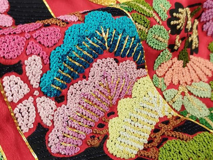 平和屋本店●極上　中国三大刺繍 相良刺繍 色打掛 お引きずり 和装 婚礼 結婚式 花嫁　駒刺繍　束ね熨斗鳳凰花車　金糸　逸品　DZAB6850kh6