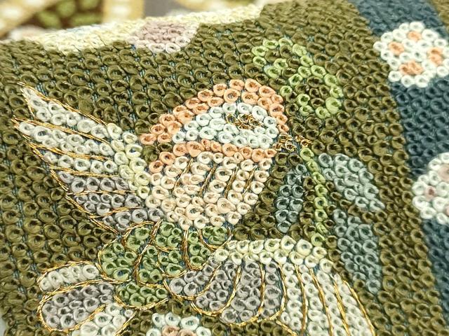 平和屋本店●最高級　中国三大刺繍　総相良刺繍　総刺繍　袋帯　200万粒　総詰　切嵌花鳥文　金糸　逸品　DZAB6851kh6
