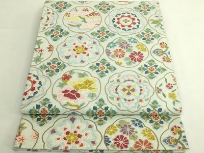 平和屋本店●極上　中国三大刺繍　相良刺繍　総刺繍　袋帯　正倉院花文　逸品　DZAB6859kh6
