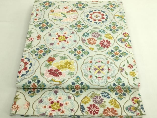 平和屋本店●極上　中国三大刺繍　相良刺繍　総刺繍　袋帯　正倉院花文　逸品　DZAB6859kh6