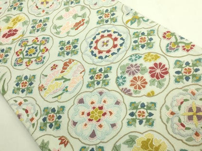 平和屋本店●極上　中国三大刺繍　相良刺繍　総刺繍　袋帯　正倉院花文　逸品　DZAB6859kh6