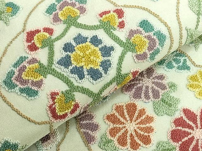 平和屋本店●極上　中国三大刺繍　相良刺繍　総刺繍　袋帯　正倉院花文　逸品　DZAB6859kh6