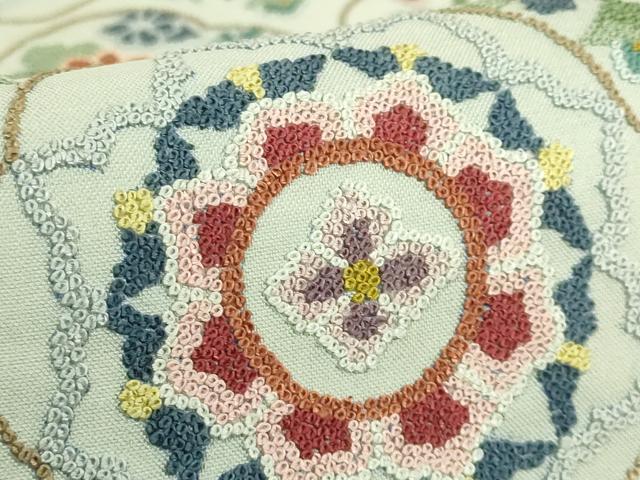 平和屋本店●極上　中国三大刺繍　相良刺繍　総刺繍　袋帯　正倉院花文　逸品　DZAB6859kh6
