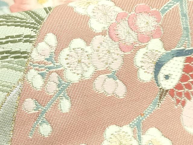 平和屋着物●極上　西陣　長嶋成織物　ながしま帯　本加賀友禅作家　西川健一　太鼓柄袋帯　唐織　四季扇面　瀞銀錦 引箔 逸品 DZAB6866kh6