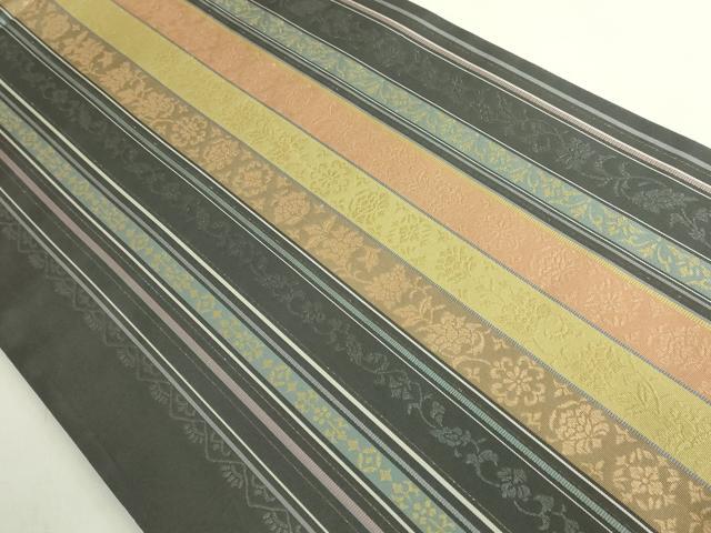 平和屋着物●極上　本場筑前博多織　両面　全通柄袋帯　花間道　献上　逸品　DZAB6867kh6
