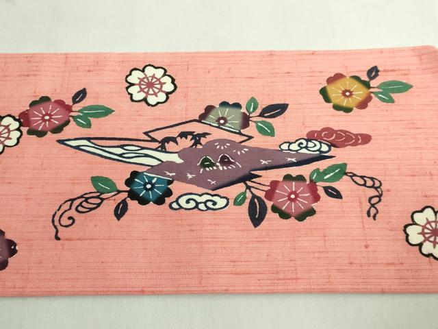 平和屋着物●極上　染工房まきや　真喜屋均　九寸名古屋帯　紬地　花蝶文　宍色地　逸品　DZAB6870kh6