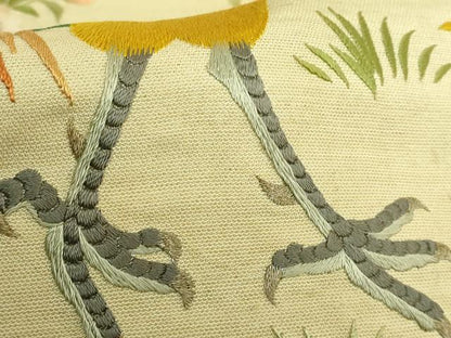 平和屋本店●極上　アンティーク　大正ロマン　九寸名古屋帯　総手刺繍　鶏　ヒヨコ　桜　逸品　DZAB6873kh6