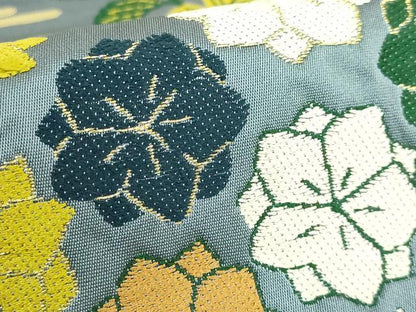 平和屋着物●極上　西陣　白綾苑大庭　六通柄袋帯　紫陽花　金糸　湊鼠色地　逸品　DZAB6874kh6
