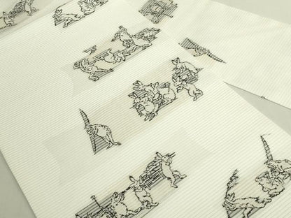 平和屋着物＊極上　夏物　九寸名古屋帯　鳥獣戯画　逸品　未使用　DZAB6875kh6