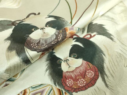 平和屋本店●極上　中国三大刺繍　蘇州刺繍　総刺繍　太鼓柄袋帯　狆　金銀糸　逸品　DZAB6879kh6