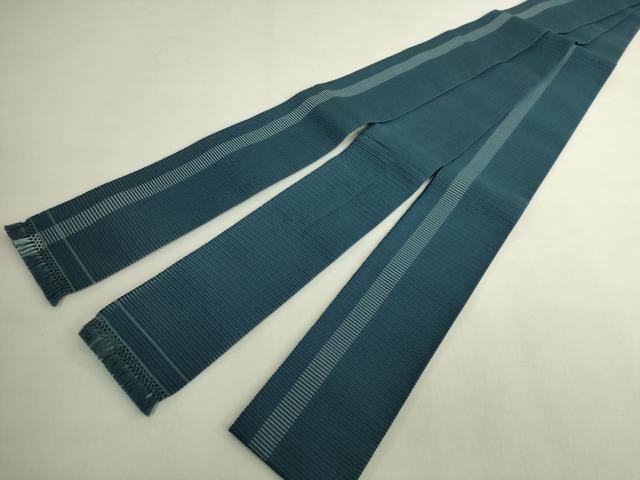 平和屋着物＊極上　夏物　男性　角帯　絽綴れ　間道　高麗納戸色地　逸品　DZAB6913kh6