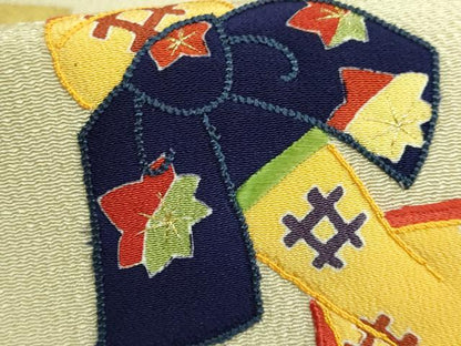 平和屋本店●極上　人形作家・ホリヒロシ　九寸名古屋帯　刺繍　押し絵　貼り絵　兎　金糸　鬼しぼ縮緬　ますいわ屋扱い　逸品 DZAB6918kh6