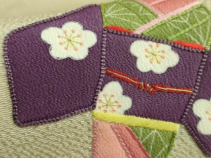 平和屋本店●極上　人形作家・ホリヒロシ　九寸名古屋帯　刺繍　押し絵　貼り絵　兎　金糸　鬼しぼ縮緬　ますいわ屋扱い　逸品 DZAB6918kh6