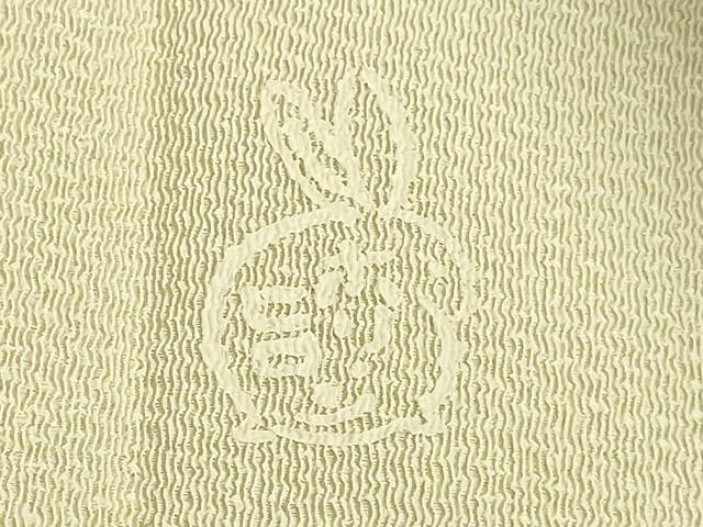 平和屋本店●極上　人形作家・ホリヒロシ　九寸名古屋帯　刺繍　押し絵　貼り絵　兎　金糸　鬼しぼ縮緬　ますいわ屋扱い　逸品 DZAB6918kh6