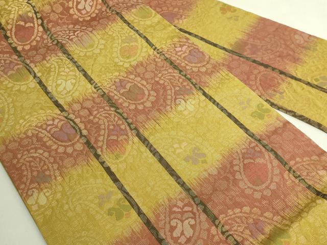 平和屋着物●極上　洛風林　工芸帯地　九寸名古屋帯　ペイズリー花文　金糸　逸品　DZAB6919kh6