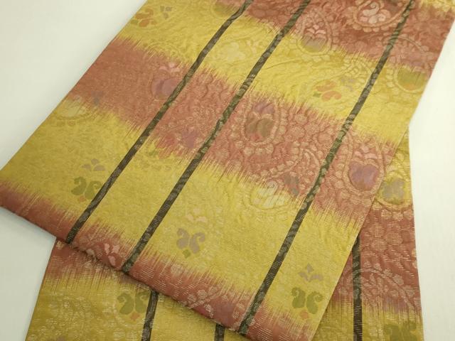 平和屋着物●極上　洛風林　工芸帯地　九寸名古屋帯　ペイズリー花文　金糸　逸品　DZAB6919kh6