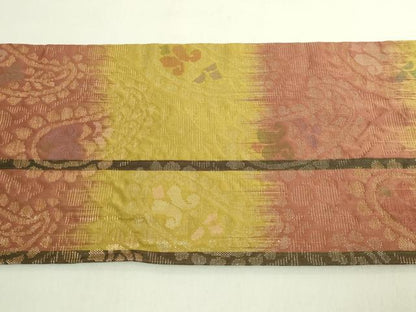 平和屋着物●極上　洛風林　工芸帯地　九寸名古屋帯　ペイズリー花文　金糸　逸品　DZAB6919kh6
