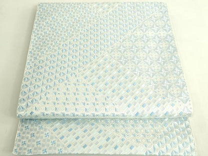 平和屋着物●極上　八寸名古屋帯　切子柄　銀糸　逸品　DZAB6920kh6
