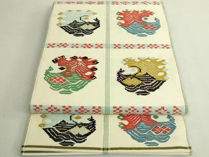 平和屋本店●最高級　龍村平蔵製　太鼓柄　本袋帯　甲比丹孔雀　金銀糸　逸品　DZAB6926kh6