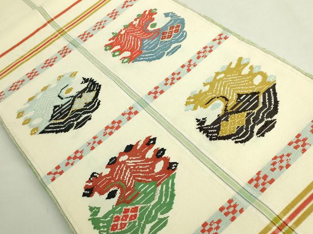 平和屋本店●最高級　龍村平蔵製　太鼓柄　本袋帯　甲比丹孔雀　金銀糸　逸品　DZAB6926kh6