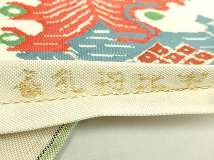 平和屋本店●最高級　龍村平蔵製　太鼓柄　本袋帯　甲比丹孔雀　金銀糸　逸品　DZAB6926kh6