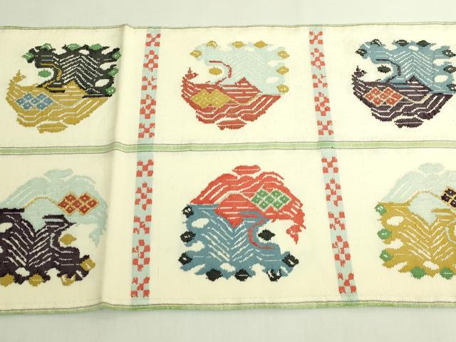 平和屋本店●最高級　龍村平蔵製　太鼓柄　本袋帯　甲比丹孔雀　金銀糸　逸品　DZAB6926kh6