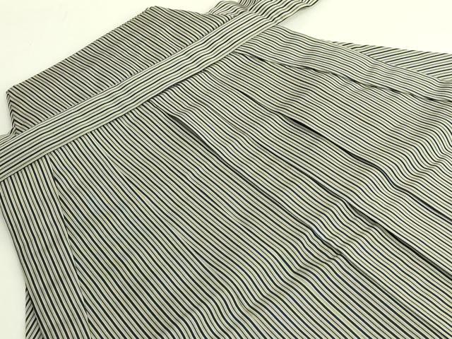 平和屋本店●極上　男性　人間国宝　甲田綏郎　精好仙台平　馬乗り袴　縞　逸品　DZAB6927kh6