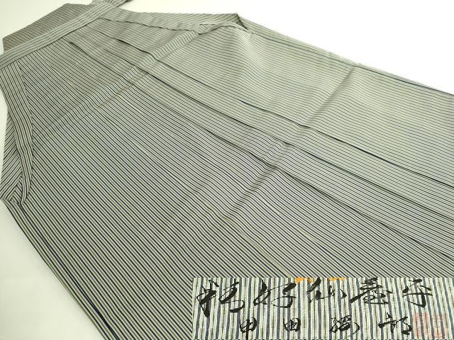 平和屋本店●極上　男性　人間国宝　甲田綏郎　精好仙台平　馬乗り袴　縞　逸品　DZAB6927kh6