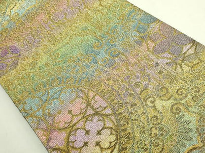 平和屋本店●極上　佐波理綴　創作者 池口定男　両面　全通柄袋帯　飾花文　金銀糸　証紙・共箱付き　逸品　DZAB6938kh6