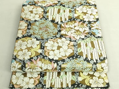 平和屋本店●極上　山口美術織物　皇室　伊勢神宮御用　西陣織　六通柄袋帯　唐織　亀甲御印文　金糸　短冊・共箱付き　逸品　DZAB6946kh6