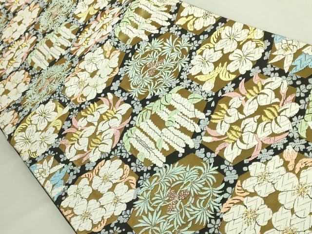平和屋本店●極上　山口美術織物　皇室　伊勢神宮御用　西陣織　六通柄袋帯　唐織　亀甲御印文　金糸　短冊・共箱付き　逸品　DZAB6946kh6