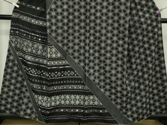 平和屋本店●極上　中国三大刺繍　スワトウ刺繍　汕頭刺繍　刺し子　総刺繍　本場縞大島紬　訪問着　名物裂　黒地　逸品　DZAB6951kh6